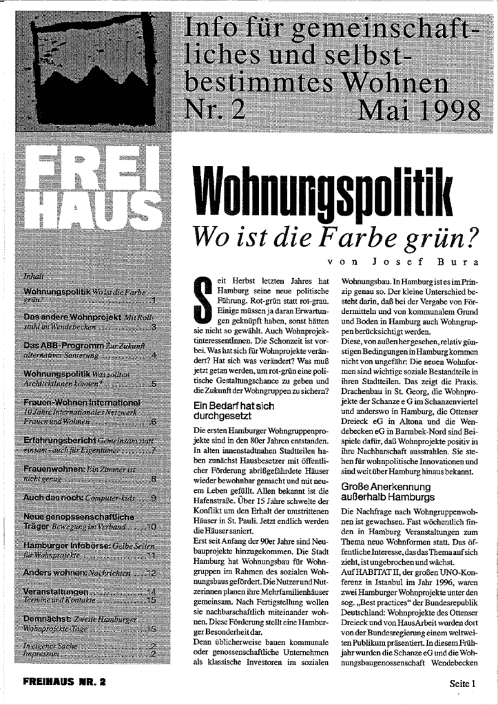 Cover der Freihaus Ausgabe Nr. 2, erschienen im Mai 1998