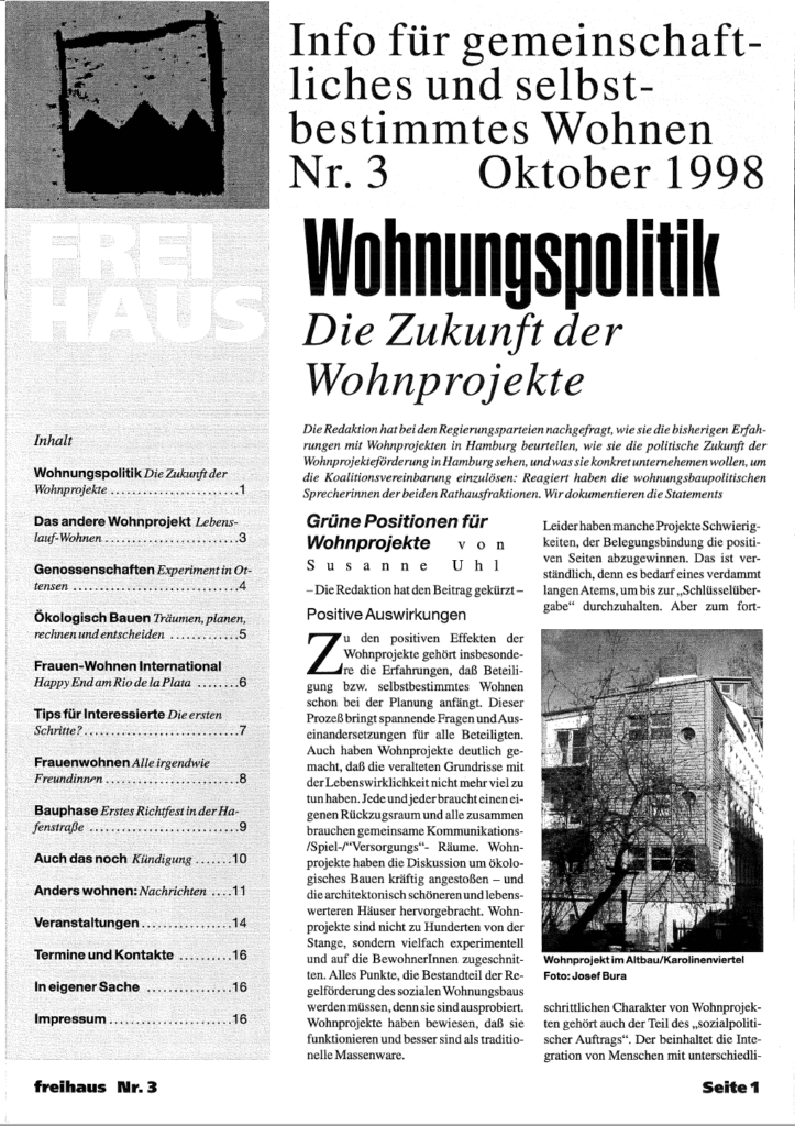 Cover der Freihaus Ausgabe Nr. 3, erschienen im Oktober 1998