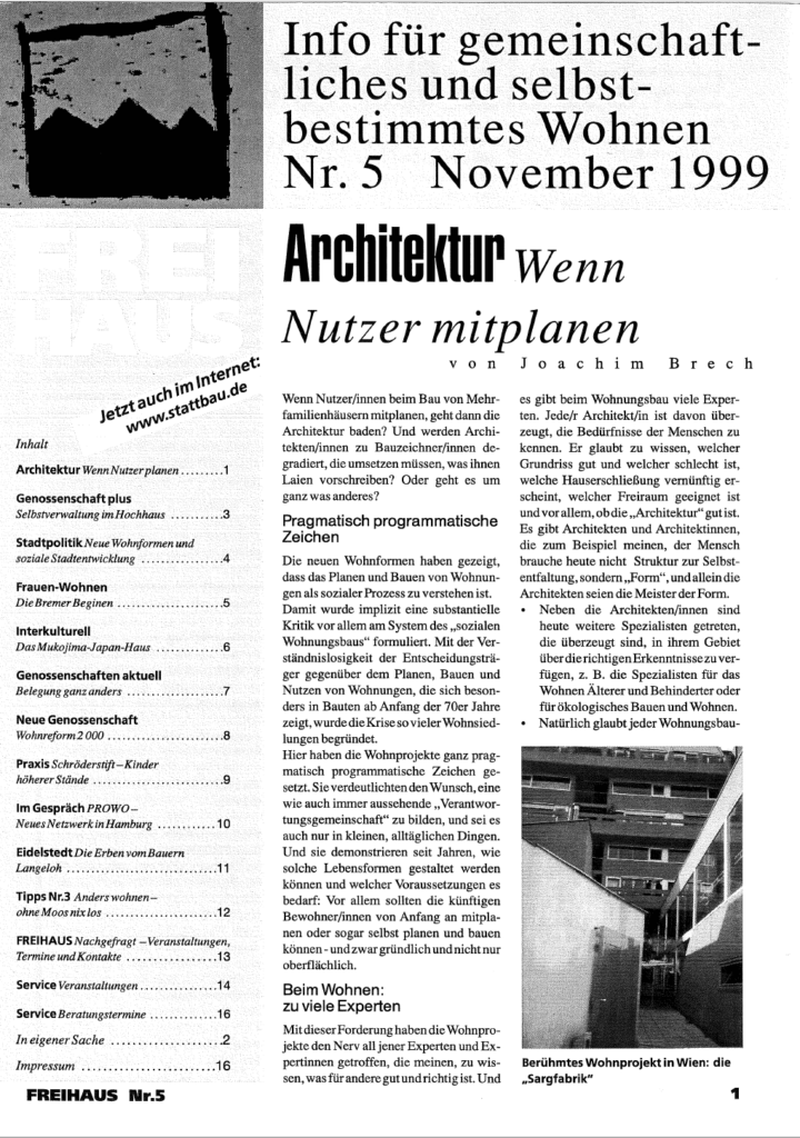 Cover der Freihaus Ausgabe Nr. 5, erschienen im November 1999