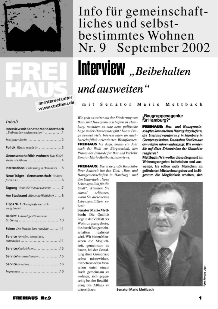 Cover der Freihaus Ausgabe Nr. 9, erschienen im September 2002