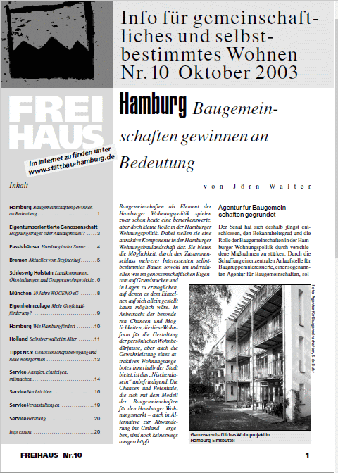 Cover der Freihaus Ausgabe Nr. 10, erschienen im Oktober 2003