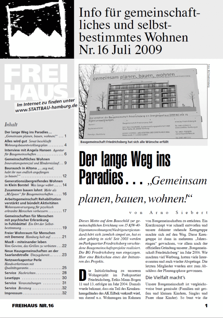 Cover der Freihaus Ausgabe Nr. 16, erschienen im Juli 2009
